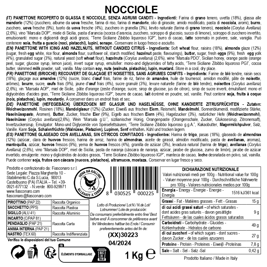 PANETTONE ALLE NOCCIOLE - 1kg - Fiasconaro