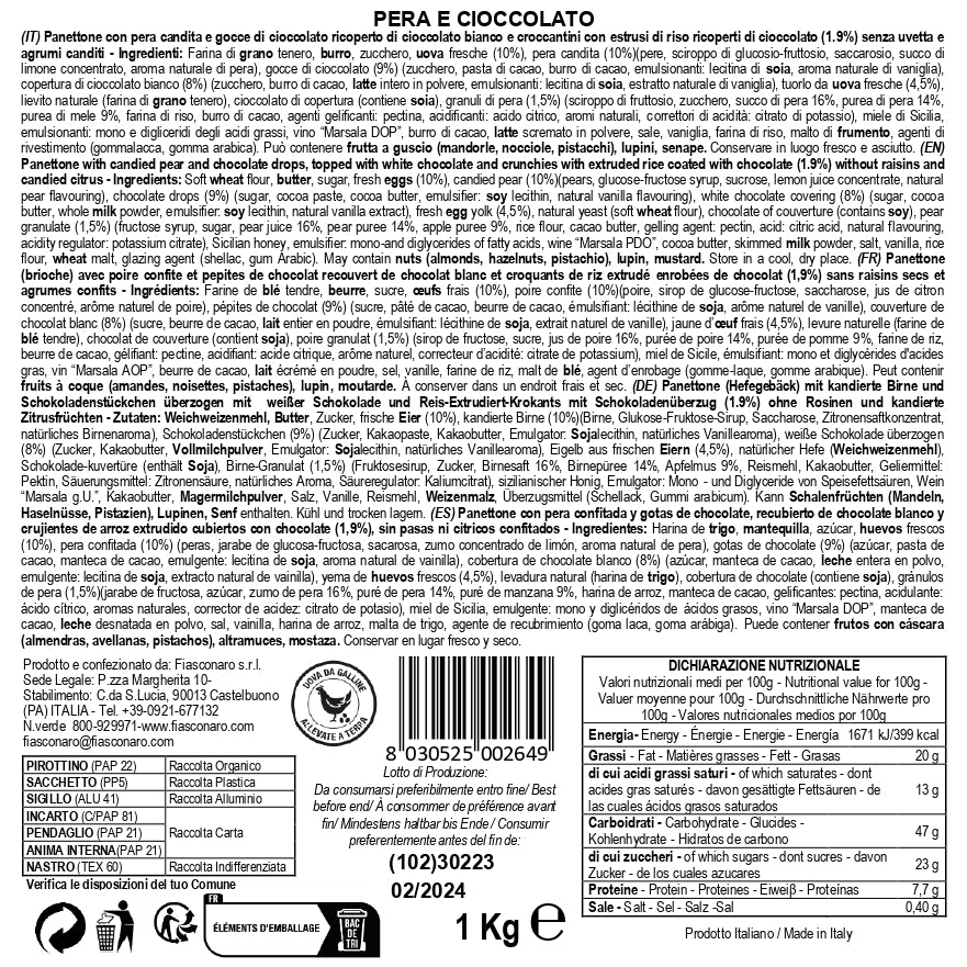 PANETTONE PERA E CIOCCOLATO - Fiasconaro