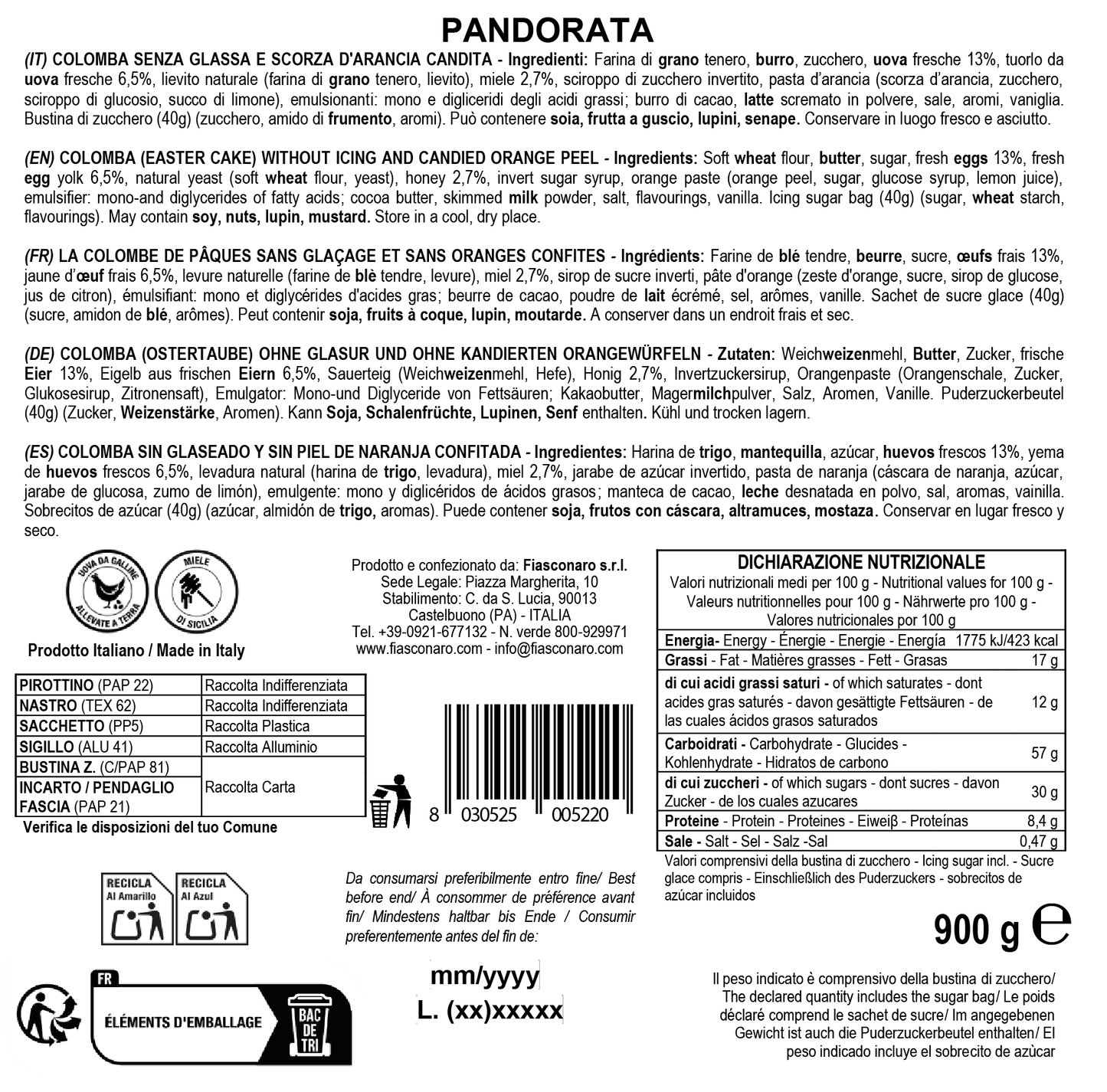 Colomba PANDORATA - Fiasconaro