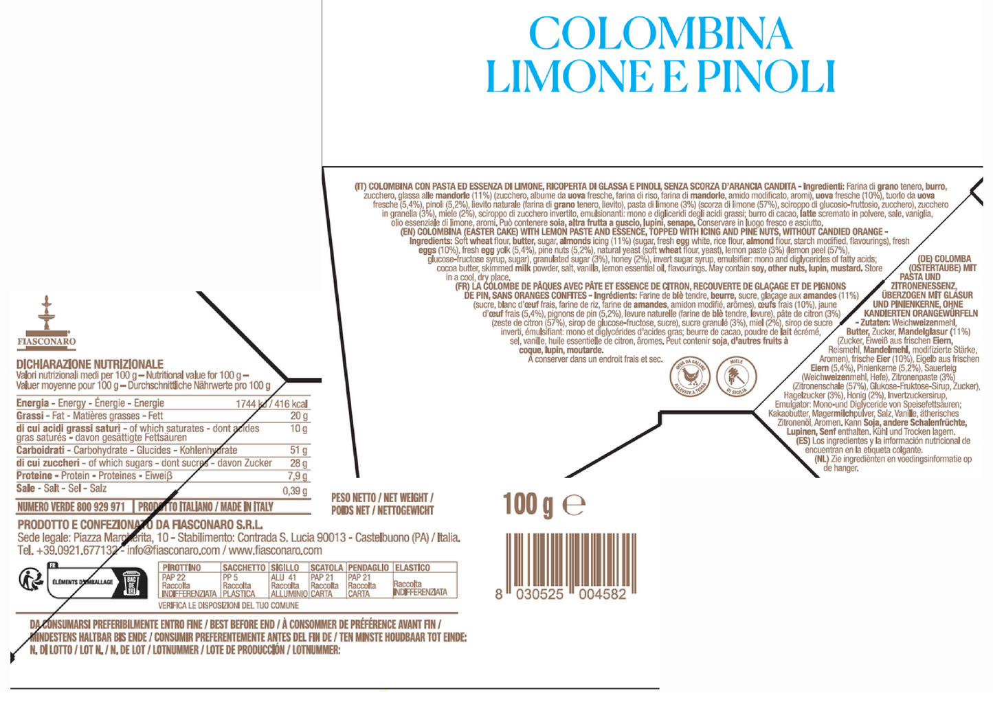 Colombina LIMONE E PINOLI - Pasqua Fiasconaro 100g