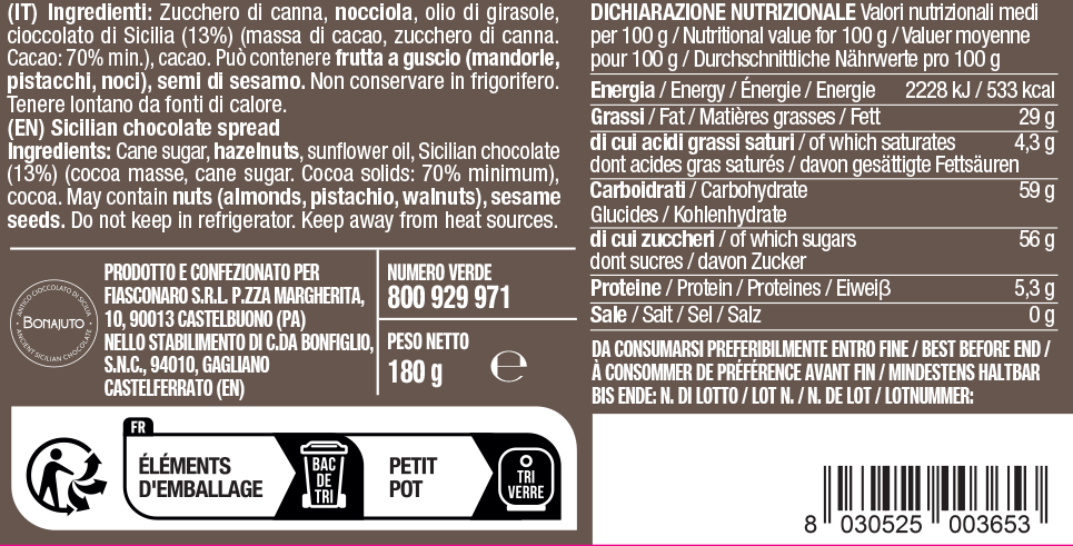 Crema di Cioccolato di Sicilia - Fiasconaro