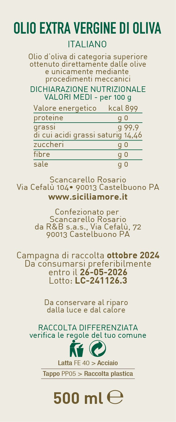 Olio Extravergine di Oliva 500 ML