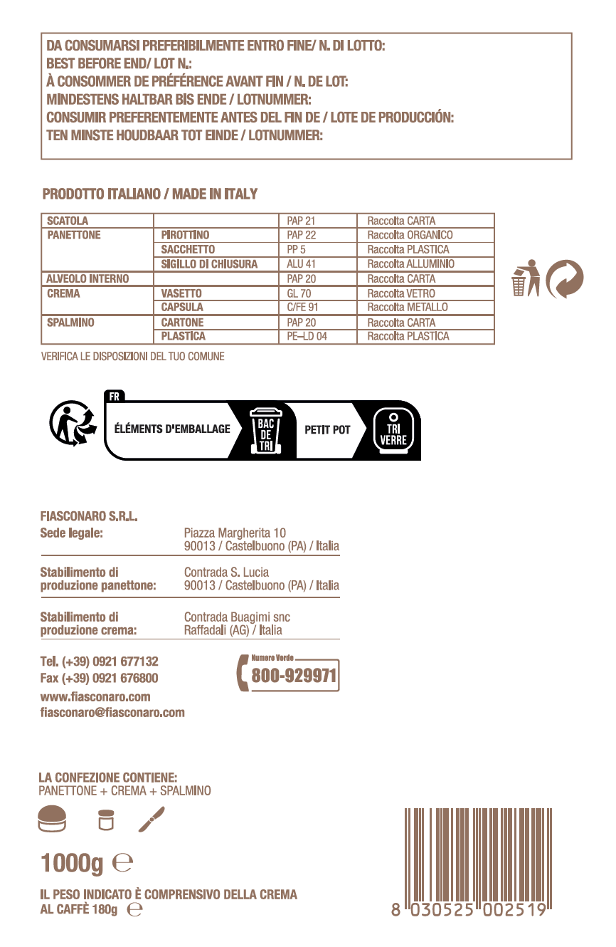 ORO NERO - Panettone e Crema spalmabile cioccolato e caffè - Fiasconaro