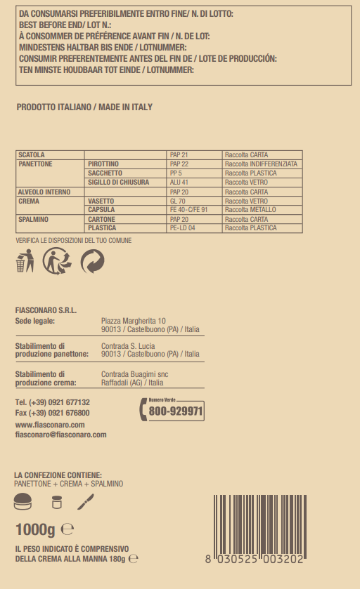 PANETTONE ORO DI MANNA - Fiasconaro