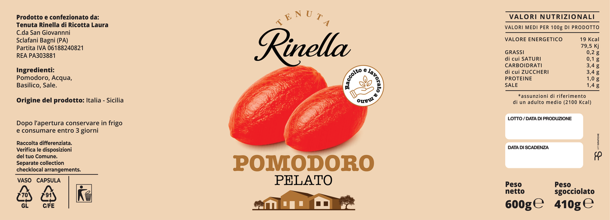 Pomodori Pelati Interi Siciliani - Tenuta Rinella