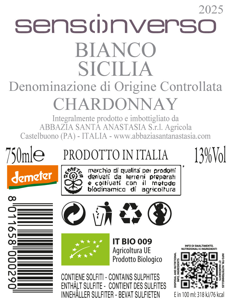 Sens(i)nverso Chardonnay Biodinamico Demeter - Bianco Sicilia 2025