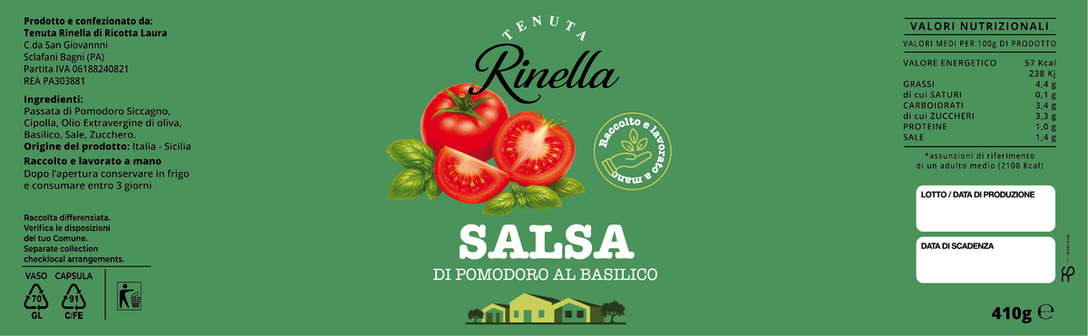 Salsa di pomodoro al Basilico - Tenuta rinella