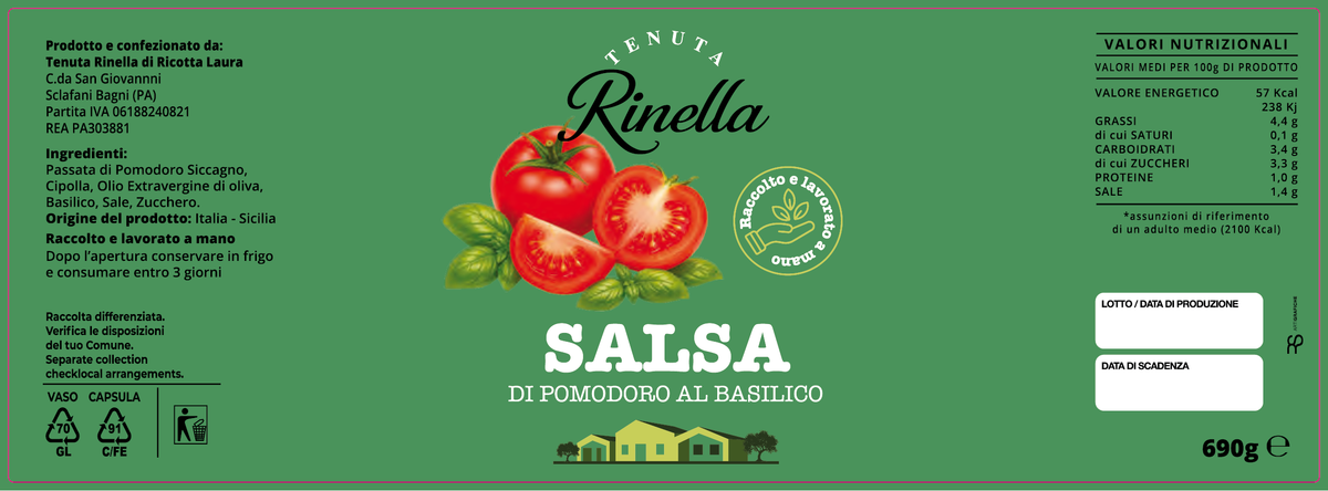 Salsa di pomodoro al Basilico - Tenuta rinella