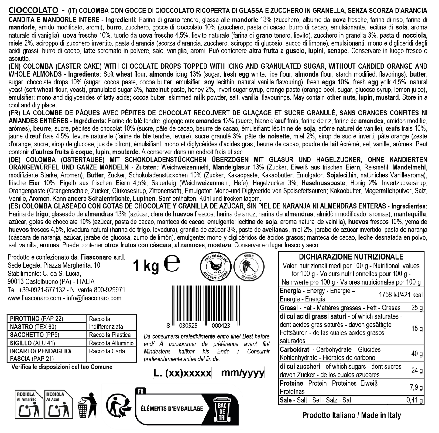 Colomba CIOCCOLATO - Fiasconaro