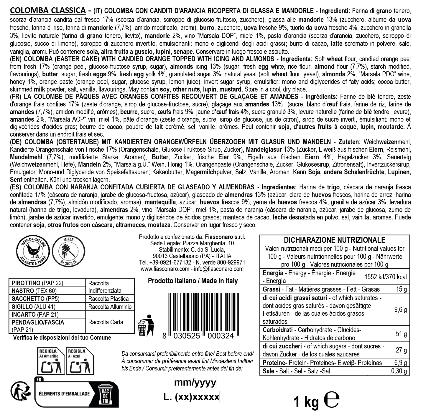 Colomba CLASSICA - Pasqua Fiasconaro