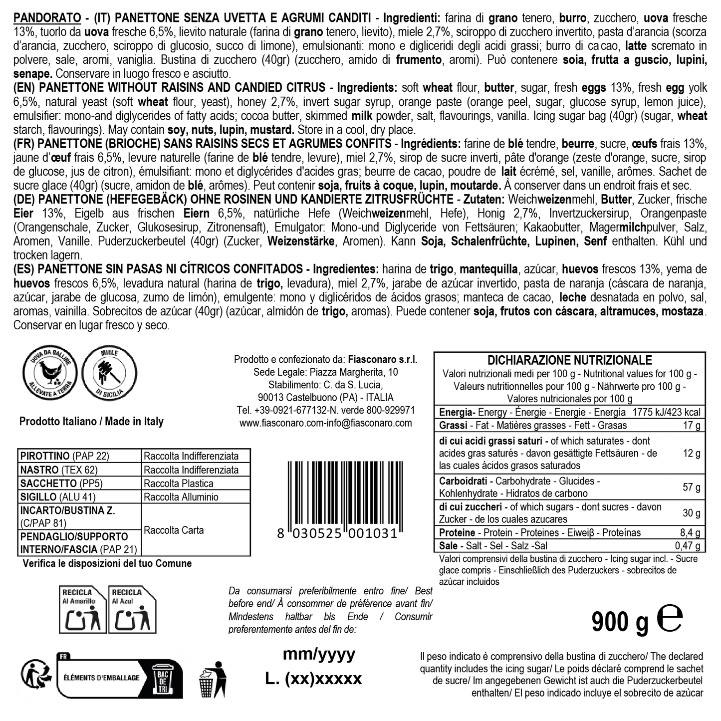 PANDORATO - Fiasconaro