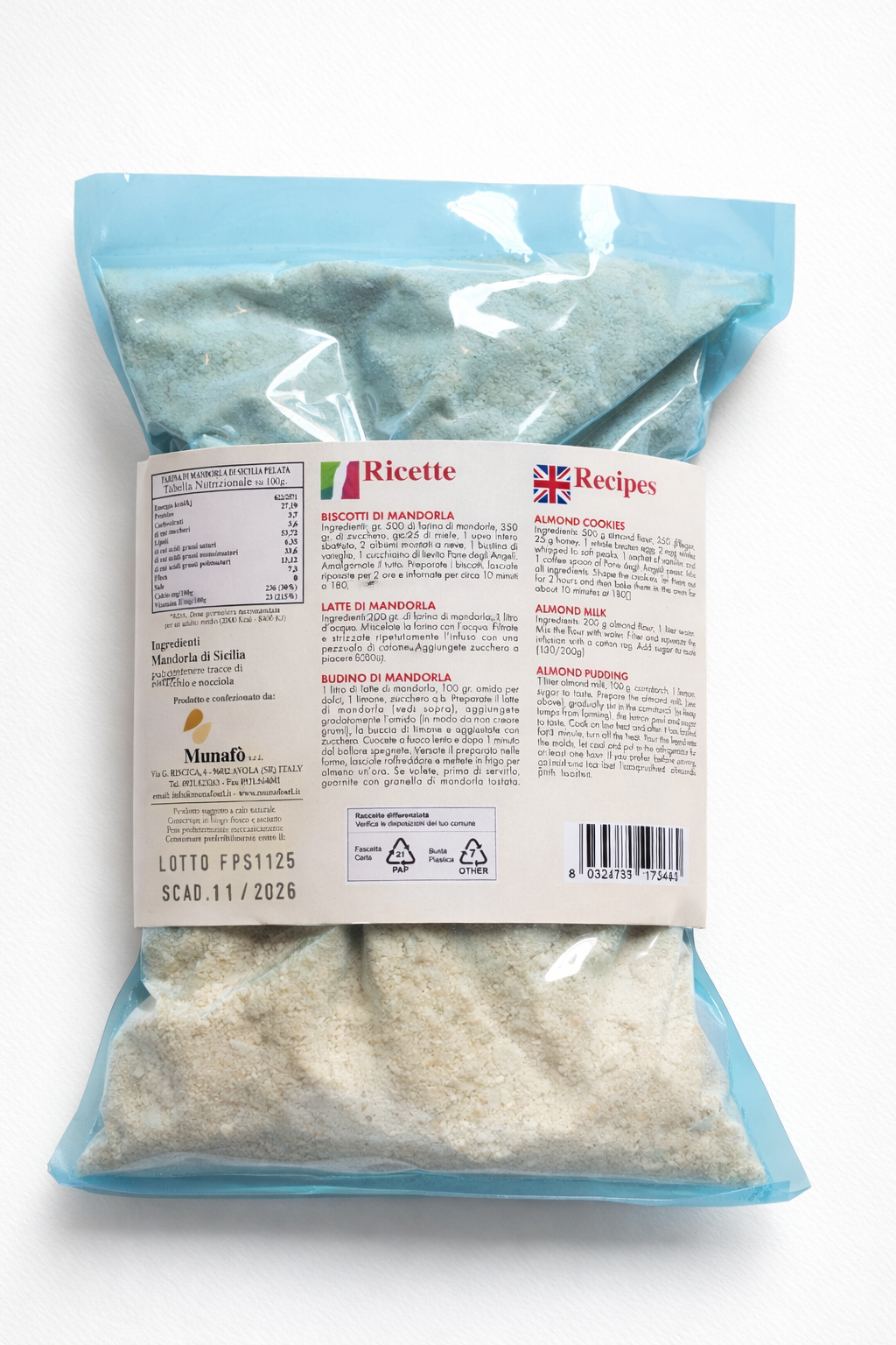 FARINA DI MANDORLA DI SICILIA PELATA - Munafò - 500g