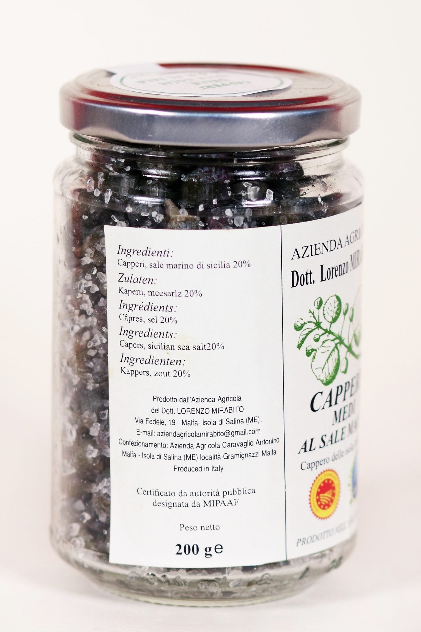 CAPPERI MEDI da 200 gr. al SALE MARINO - Azienda Agricola Lorenzo Mirabito