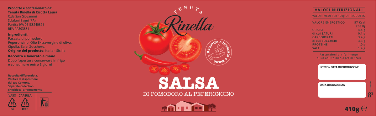 Salsa di pomodoro al Peperoncino - Tenuta rinella