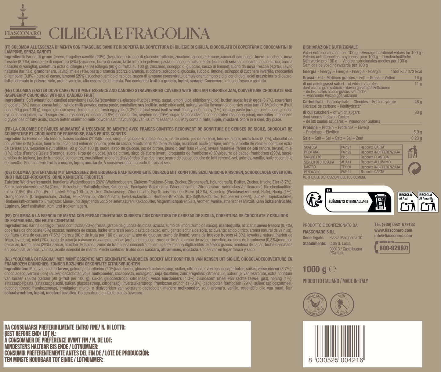 Colomba CILIEGIA E FRAGOLINA - Fiasconaro Pasqua