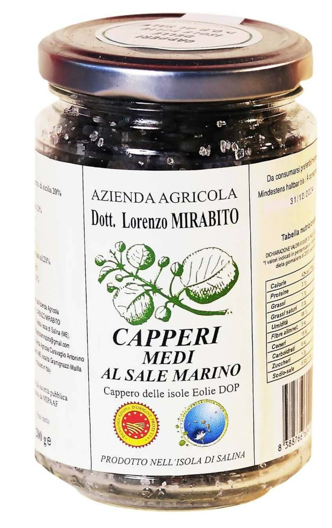 CAPPERI MEDI da 200 gr. al SALE MARINO - Azienda Agricola Lorenzo Mirabito