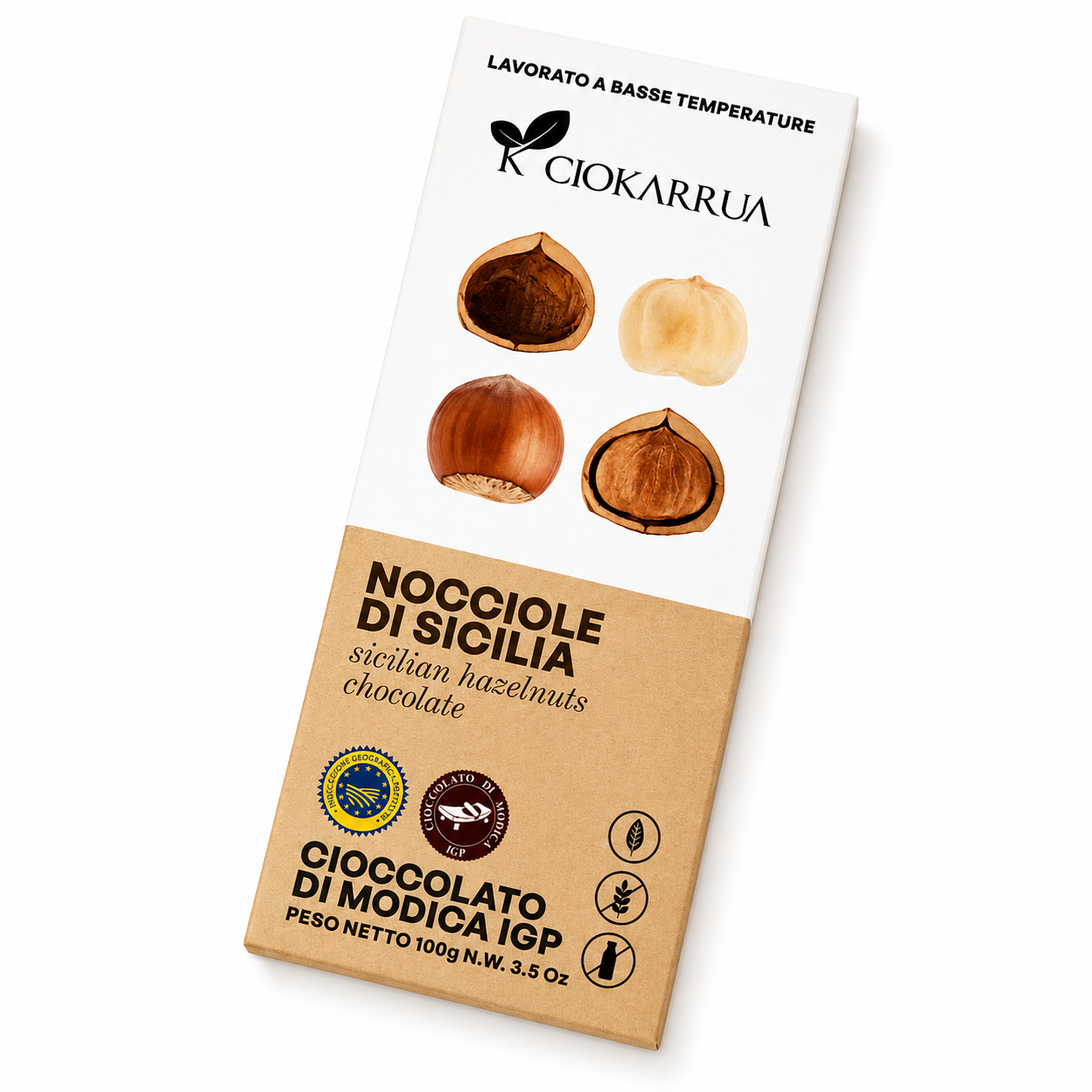 Cioccolato di Modica IGP Ciokarrua - Nocciole di Sicilia - 100g