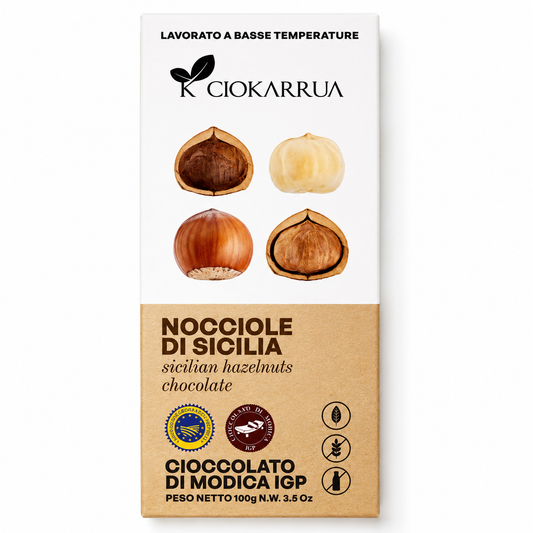 Cioccolato di Modica IGP Ciokarrua - Nocciole di Sicilia - 100g