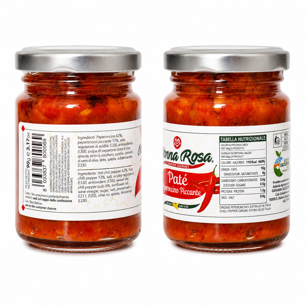 Paté di Peperoncino Piccante 90g - Nonna Rosa