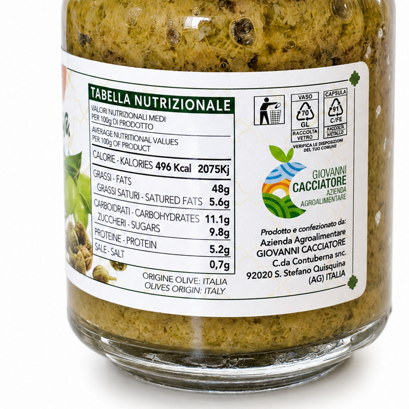 Paté di Olive Verdi e capperi 90 g - Nonna Rosa
