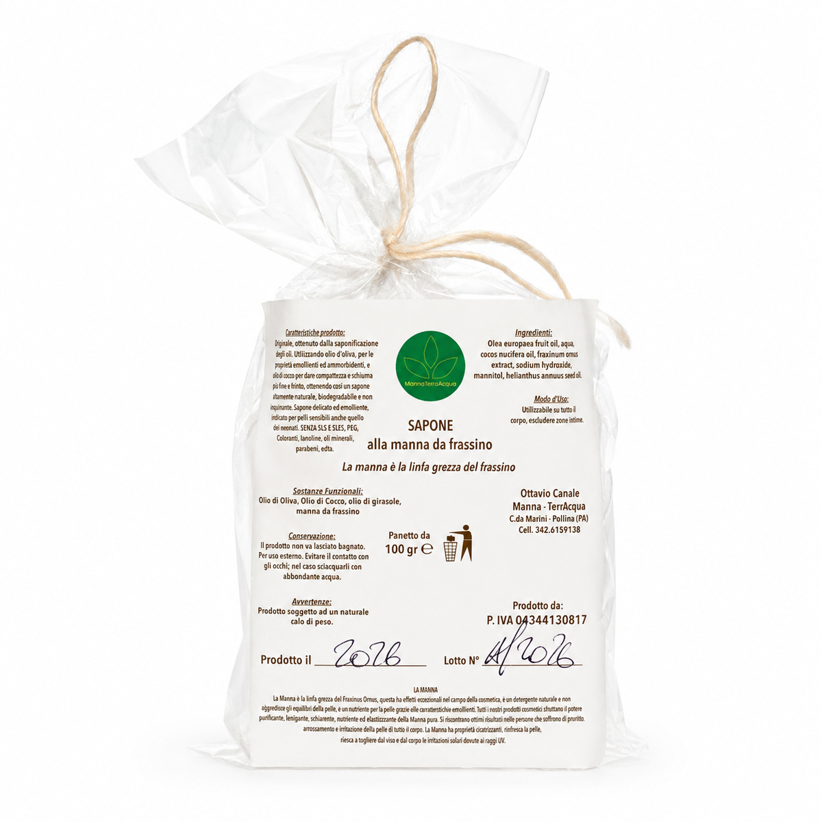 Sapone alla manna da frassino 100gr