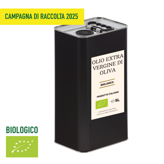Olio Extravergine di Oliva 5l  BIOLOGICO - LATTA - 2025