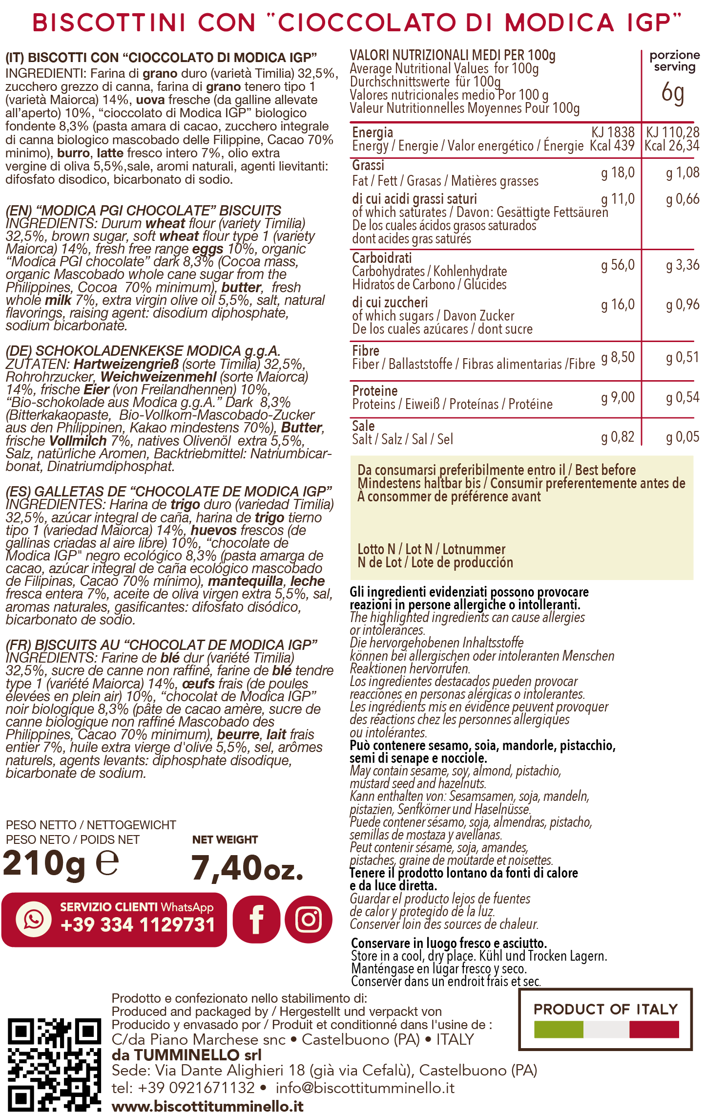 GraniSi CIOCCOLATO DI MODICA IGP- Tumminello