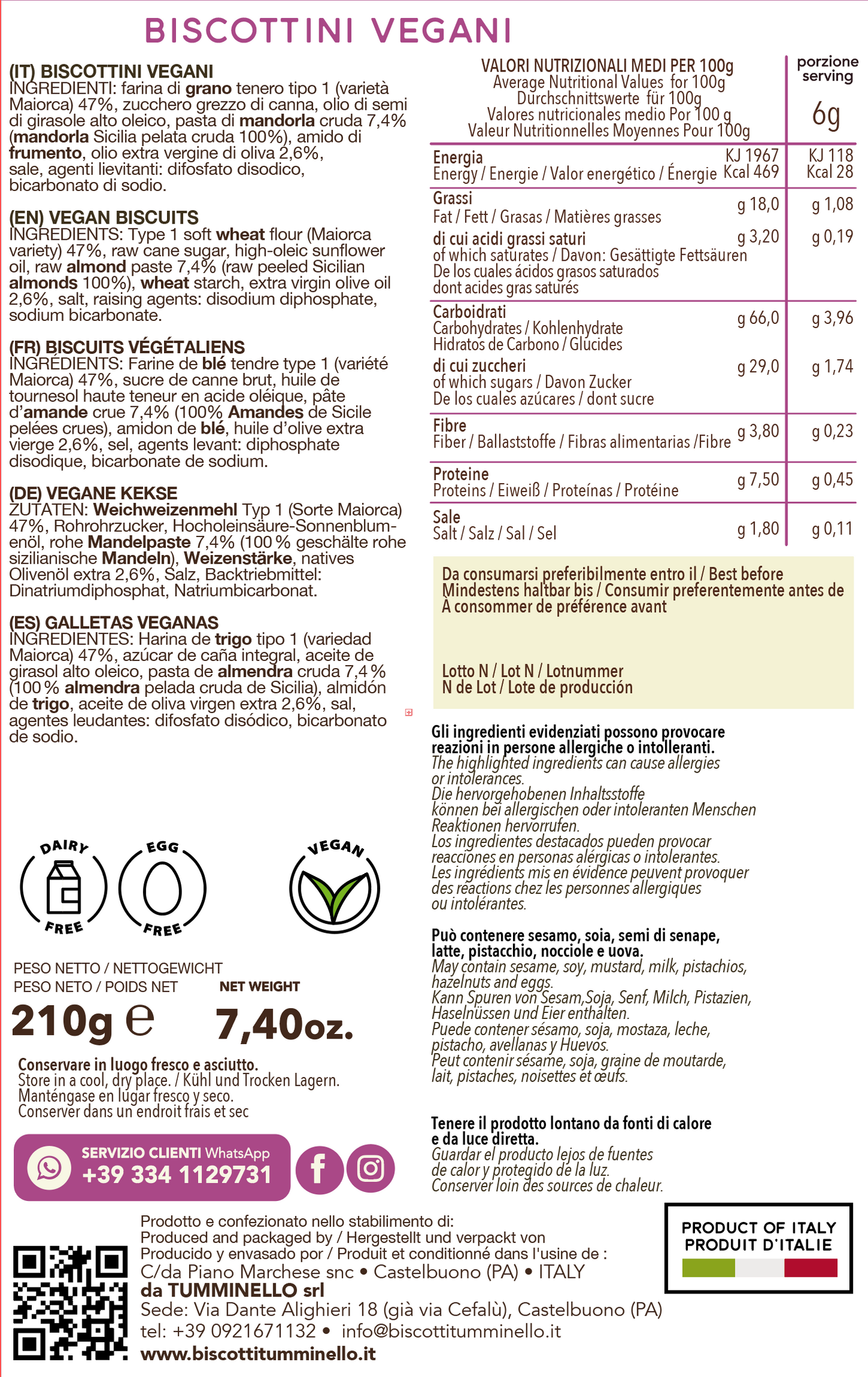 Biscottini alle mandorle Vegani - Tumminello