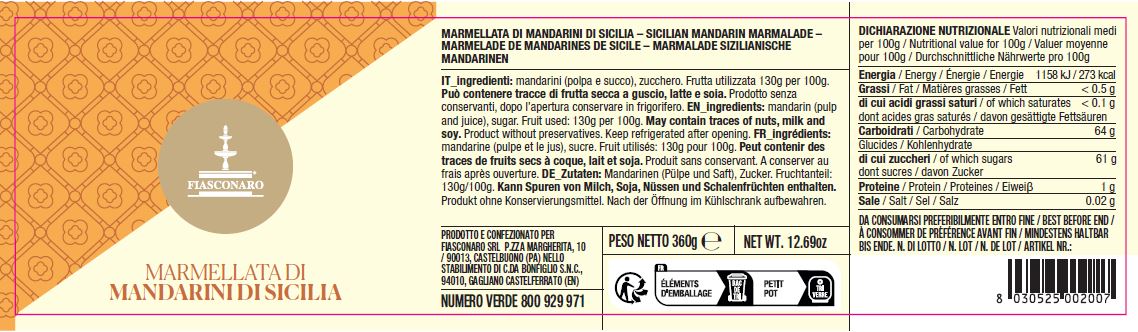 Marmellata di Mandarini di Sicilia 360 g - Fiasconaro