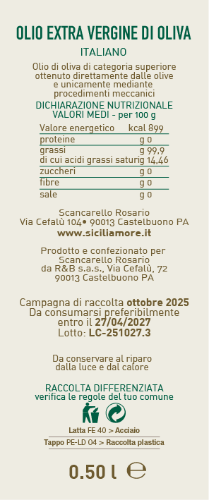 Olio Extravergine di Oliva 500ml - 2025