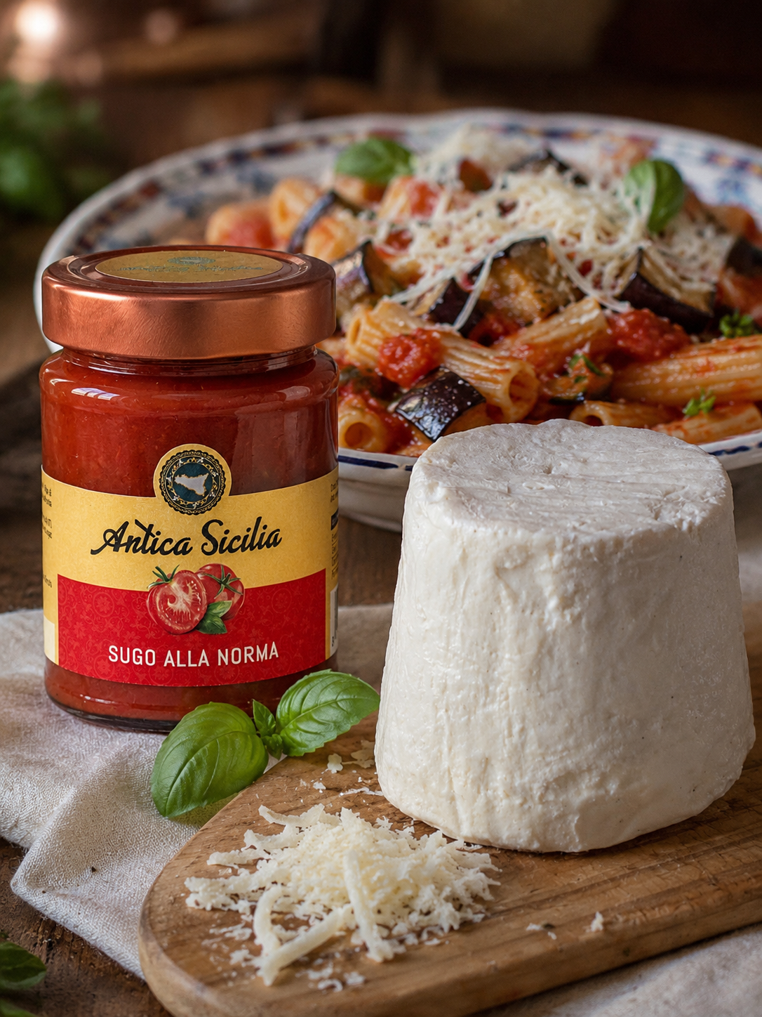 Sugo alla norma e ricotta salata