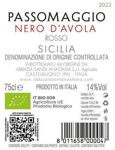Passomaggio - Nero d’Avola da uve biodinamiche - Abbazia Santa Anastasia