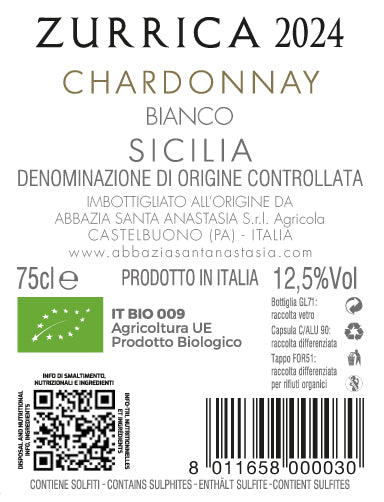 ZURRICA 2024 - Chardonnay 100% -  Abbazia Santa Anastasia