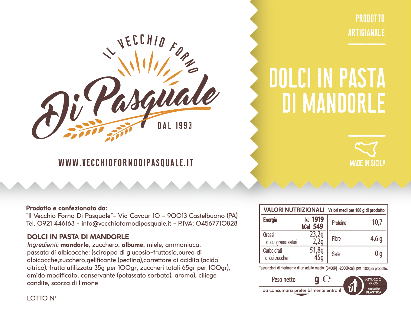 DOLCI IN PASTA DI MANDORLE - IL VECCHIO FORNO DI PASQUALE - CASTELBUONO